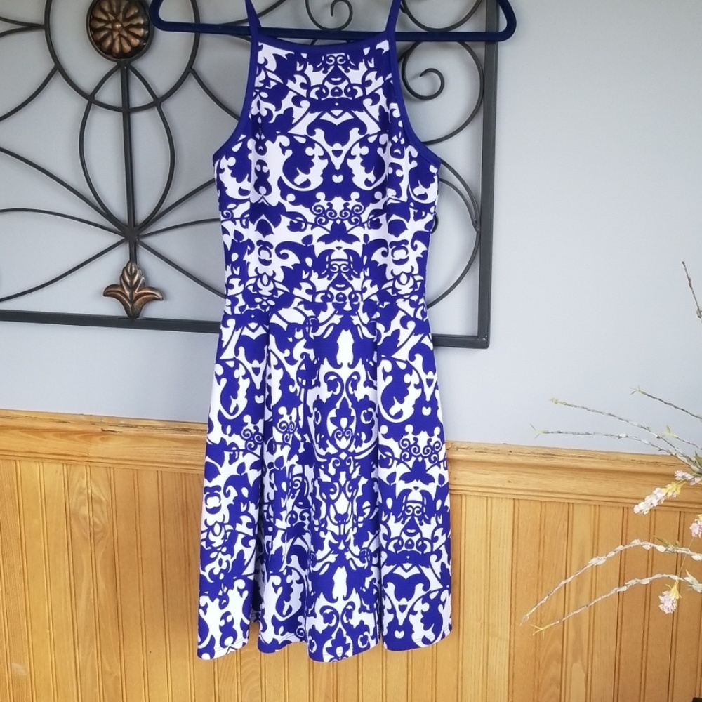 Navy blue patterened dress